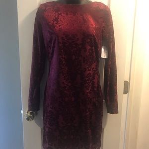 WINDSOR BURGUNDY VIVIDLY VELVET BURNOUT MINI DRESS
